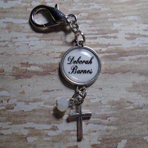 Dije colgante para bolso con tirador de cremallera y nombre personalizado