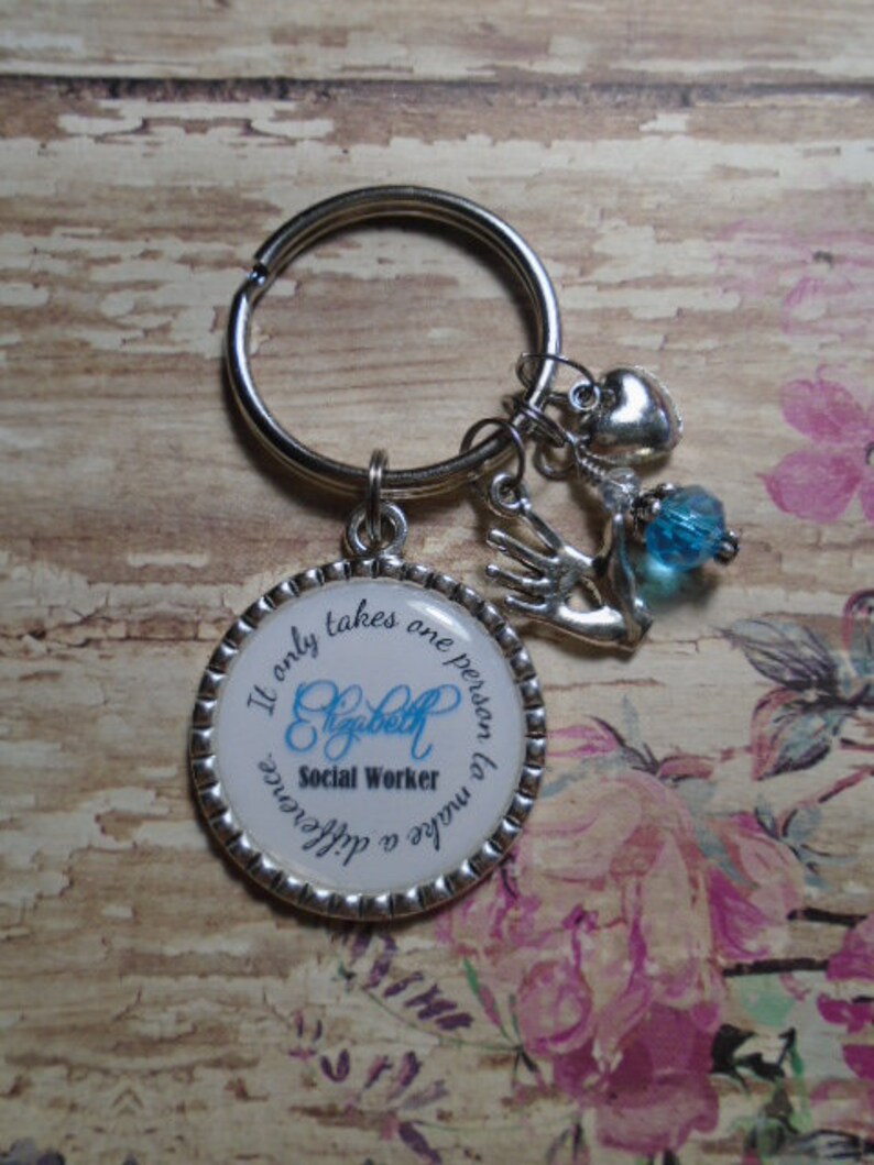 Social Worker Personalized Key Chain With Charms - Etsy