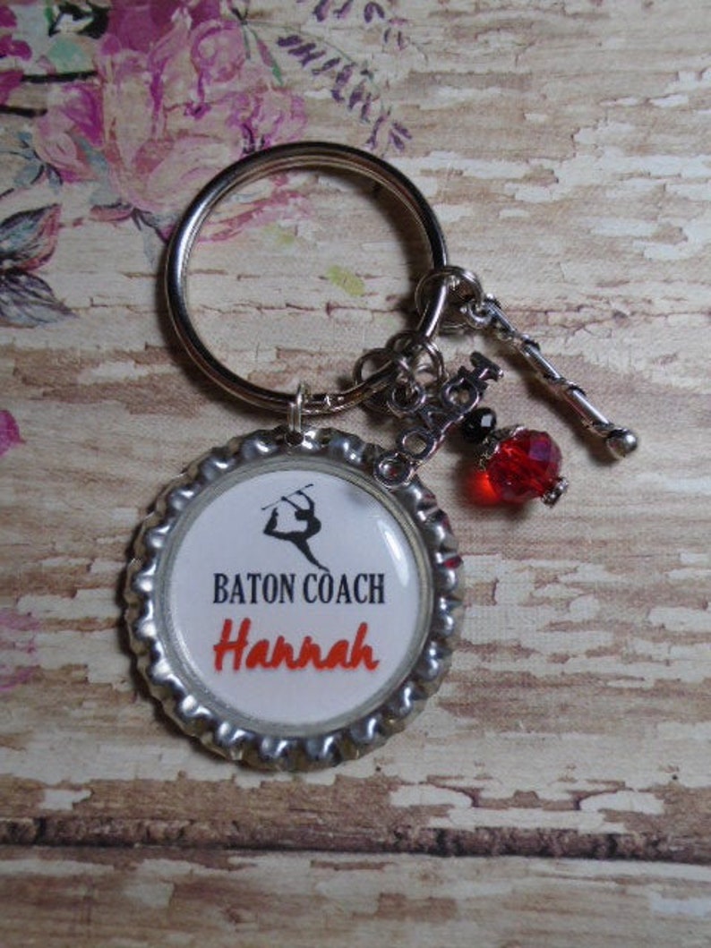 Personalized Baton Coach key chain with charms Etsy