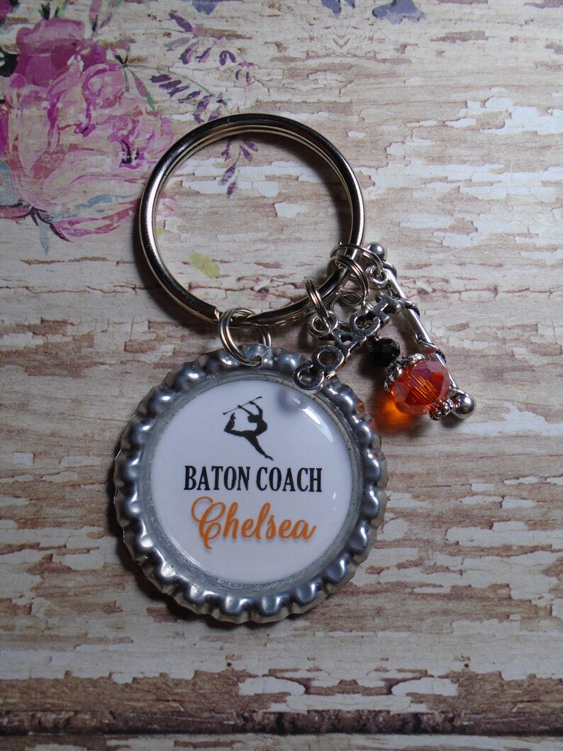 Personalized Baton Coach key chain with charms Etsy