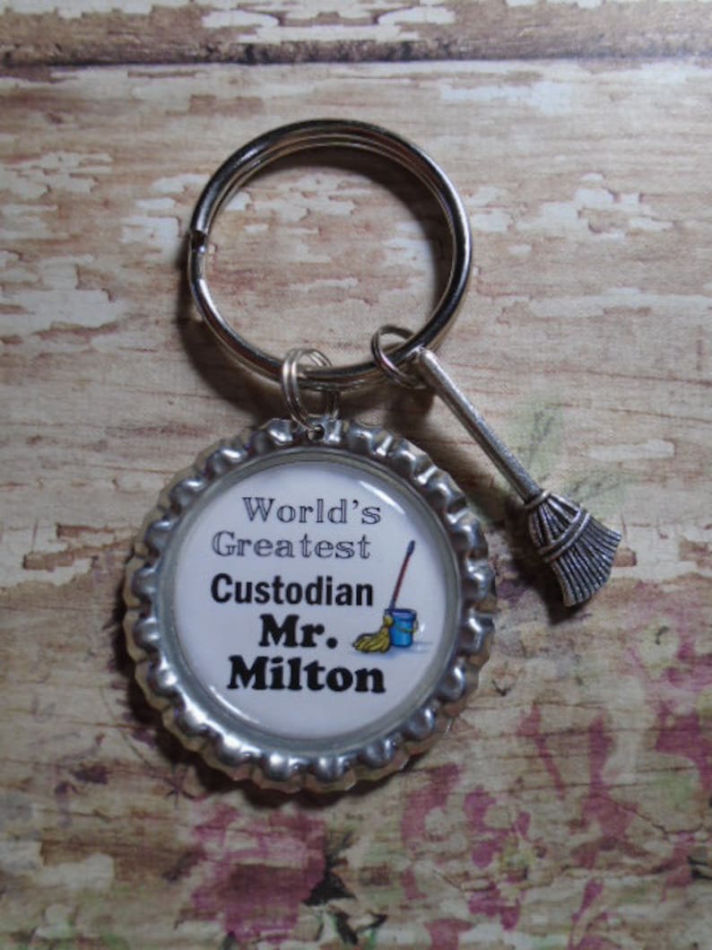 World's Greatest Custodian/janitor Key Chain With Charms Etsy