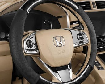 Carbon Fiber Steering Wheel Cover, Sporty Non-Slip Car Wheel Wrap, Breathable