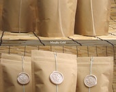 Wedding Favor Bag, Kraft Stand-up Zipper Bag with Wedding Monogram Wax Seal Ornament (Qty 60)