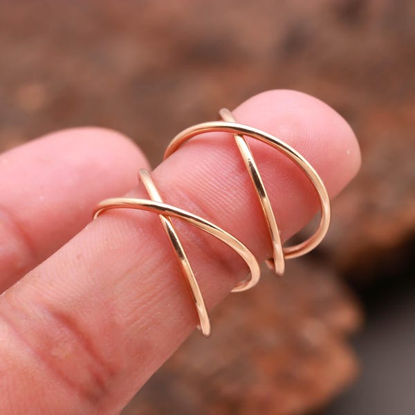 Vergulde kruisring, 925 sterlingzilveren X-ringset, minimalistische Eternity-sieraden