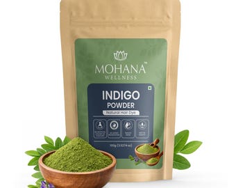 Indigo-Pulver für schwarzes Haar | Keine künstlichen Farben | Keine Konservierungsstoffe | Indigofera Tinctoria | 100g/qm