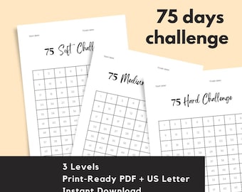 75 Soft/Easy/Hard Challenge Täglicher Tracker | Habit Tracker | Digital Download/Bereit zum Drucken
