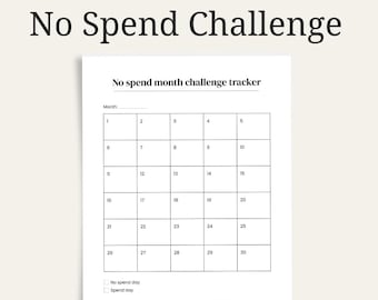 Printable No Spend Challenge - 30 Tage, keine Ausgaben druckbar - Kein Ausgabemonat Tracking für Färbungen - Color Coded Challenge Printable - Ersparnisse