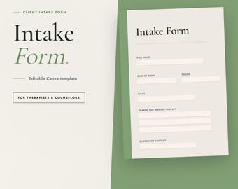 Therapeut Intake Form Canva Vorlage | Bearbeitbare Kundenaufnahme (PDF Download)