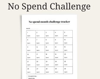 Printable No Spend Challenge - 30 Tage, keine Ausgaben druckbar - Kein Ausgabemonat Tracking für Färbungen - Color Coded Challenge Printable - Ersparnisse