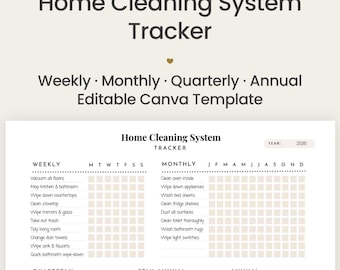 Bearbeitbarer Reinigungsplan Vorlage Reinigung Checkliste Druckbarer Canva ADHS Reinigungsplaner Täglicher Haushaltsplan Home Organizer