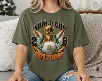 2026 World Cup Ivory Coast T-Shirt | Soccer Trophy, Ivorian Flag | Gift for sports lovers