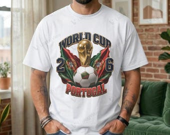World Cup 2026 Portugal T-Shirt | Soccer Ball, Trophy, Flags