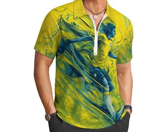 World Cup Brazil 140gsm Half Zip Shirt with One Pocket(All-Over Printing)