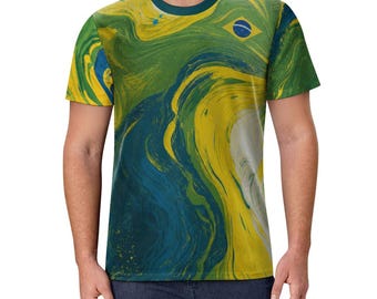 Brazil World Cup. Art. 160gsm Ice Silk Cooling Short Sleeve Men’s Shirts(All-Over Printing)