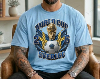 2026 Sweden World Cup Trophy Sverige T-Shirt | 2026 Soccer Emblem, Blue Yellow Design
