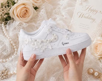 Bruidssneakers Air Force 1, gepersonaliseerde trouwschoenen, sneakers custom bruid