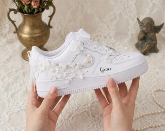 Braut Air Force 1 Sneakers, personalisierte Hochzeitsschuhe, kundenspezifische Braut Sneakers