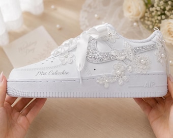Zapatillas Air Force 1 para novias, zapatos de boda personalizados, zapatillas de novia a medida