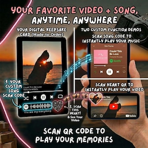 Aangepaste QR-codevideocadeau, digitale muziekplaquette telefoon lockscreen, gepersonaliseerde Spotify-codekaart, lastminutecadeau voor hem