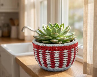Handgeweven jute plantenmand, waterdichte voering plantenbak potcover, boho touw organizer, biologische opbergbak, rustiek huisdecor