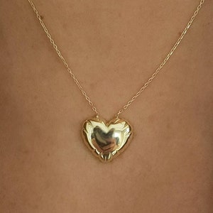 Collier pendentif coeur délicat, bijoux délicats minimalistes, collier à breloques coeur en argent sterling plaqué or 14 carats, cadeau pour la Saint-Valentin, maman