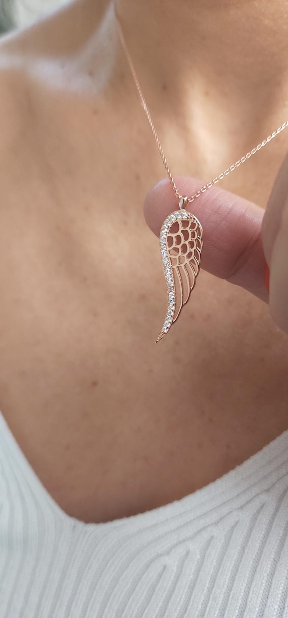 Collana Donna Con Ciondolo Ali D'Angelo In Zirconia – Girocollo Argento 40+4 Cm – Regalo Significativo - 2