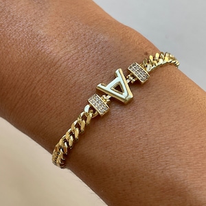 Initial Letter bracelets in Stainless Steel, Everyday Bracelet, Letter Gold Color Bracelets, A,M,E Letter Chains for Birthday Gift