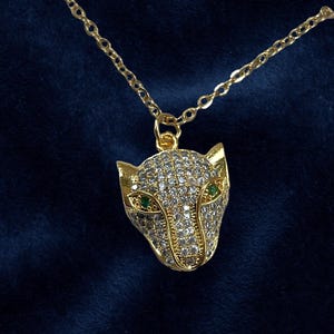 Gold Panther Leopard Necklace– Stainless Steel Necklace for Women – Dainty Gift for Her, Wife, Best Friend, Mom,Leopard Head, Panther Charm