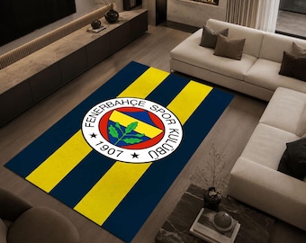 Fenerbahce Rug, Customizable Football Fan Area Rug, Soccer Club Carpet, Sports Decor Rug for Bedroom, Office and Game Room