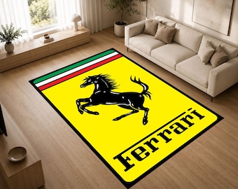 Ferrari Shield Rug, Luxury Supercar Area Rug, Italian Racing Carpet, Motorsport Fan Decor Floor Cover