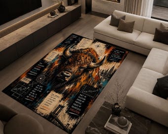 Titan Bison Rug, Buffalo Area Rug, Strength Mindset Carpet, Western Animal Rug, Masculine Decor Rug, Office Statement Rug