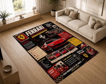 Italian Racing Heritage Area Rug, Vintage Motorsport Poster Carpet, Performance Car Decor Floor Mat, Garage Wall Style Rug