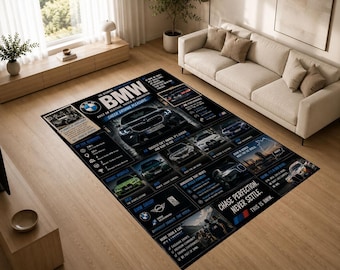 German Performance Legacy Area Rug, Luxury Automotive Poster Carpet, Motorsport Garage Decor Floor Covering