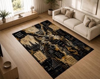 Owl Wisdom Area Rug, Success Mindset Carpet, Focus and Discipline Decor Rug, Entrepreneur Office Floor Covering