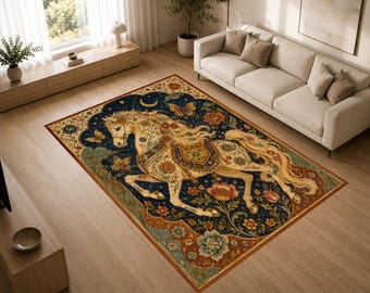 Butterfly Mare Rug, Floral Horse Area Rug, Moonlit Garden Carpet, Whimsical Nature Inspired Home Decor