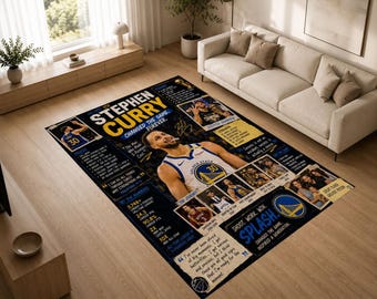 Stephen Curry Rug, Basketball Legend Area Rug, Basketball Star Carpet, Sports Fan Decor Rug, Basketball Room Rug, Curry Gift