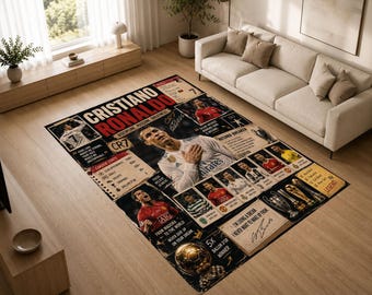 Cristiano Ronaldo Rug, CR7 Area Rug, Football Legend Carpet, Soccer Fan Decor Rug, Sports Bedroom Rug, Ronaldo Gift