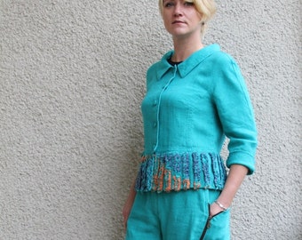 Eco friendly turquoise linen jacket