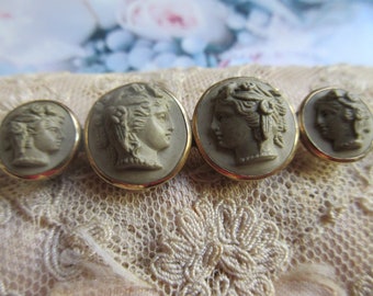 Antique Victorian 10K Lava Cameo Pin