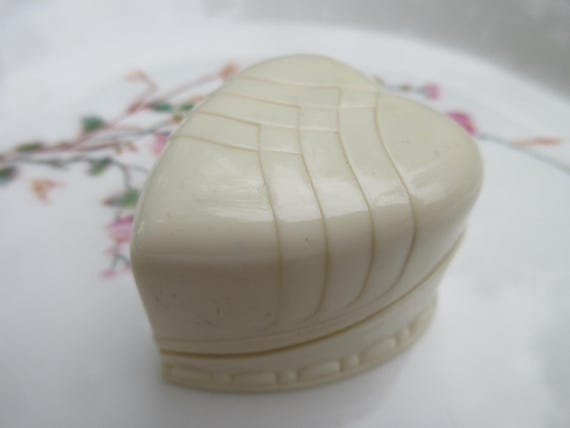 Vintage Celluloid Ring Box Warner JC Co Buffalo NY Heart Shaped