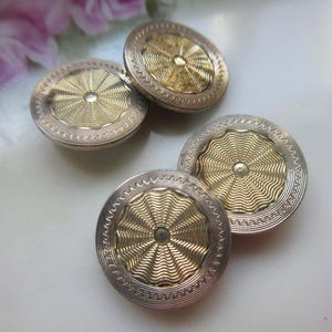 Antique Deco Engine Turned Design Cuff Links Silver and Gold Toned