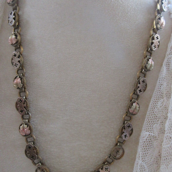 Antique Victorian Book Chain Necklace in Gold Fill