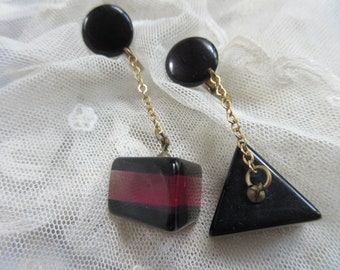 Vintage Layered Lucite Laminated Clip On Earrings