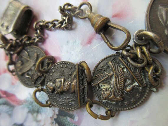 Antique Watch Chain With Unusual Links and Saint … - image 8