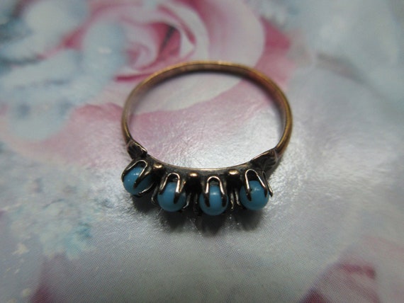 Antique 10K Turquoise Ring Band - image 6