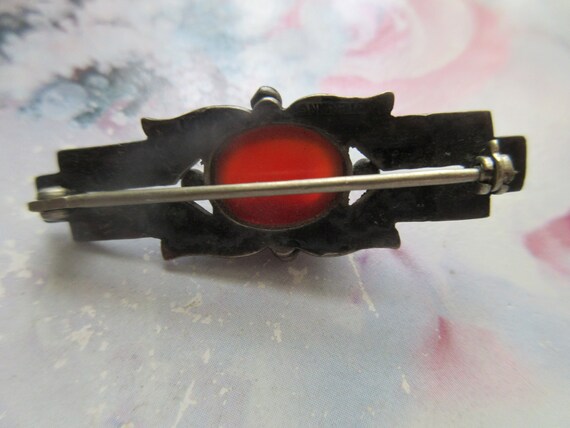 Vintage Kalo Sterling Carnelian Lapel Pin Tie Tac… - image 2
