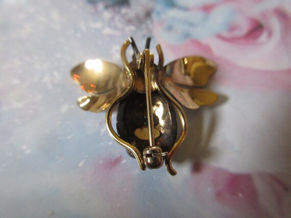 Vintage Signed Wells Sterling 14K G.F. Bug Pin - image 4