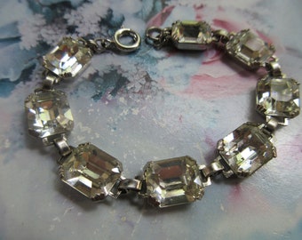 Older Vintage Faceted Foil Back Glass Stone Bracelet Germany