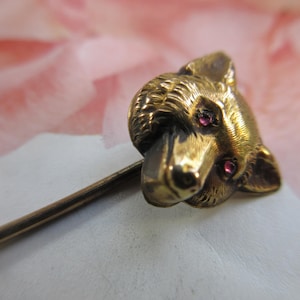 Antique Repousse Animal Bear Stick Pin in Gold Fill  Collectible Figural Lapel Pin