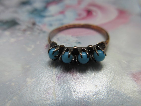 Antique 10K Turquoise Ring Band - image 4